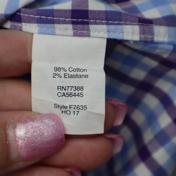 J Crew Shirt Mens L 16 16.5 Purple Plaid Thompson Long Sleeve Button Up Dress - Picture 8 of 16